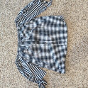 Blue rain black and white off the shoulder top